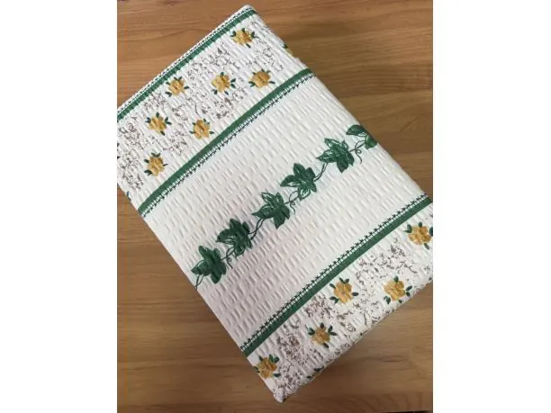 Pościel z kory 160x200 – 100% bawełna Zielone liście i żółte kwiaty na jasnym tle