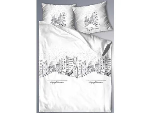 Pościel satynowa XQ 140x200 City Of Dreams Biała Greno