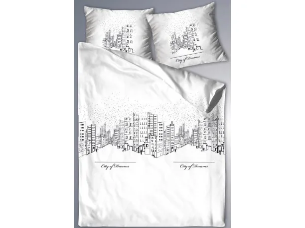 Pościel satynowa XQ 160x200 City Of Dream Biała Greno