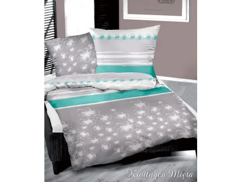 Komplet pościeli z flaneli Kwitnąca Mięta 220x200 Bielbaw