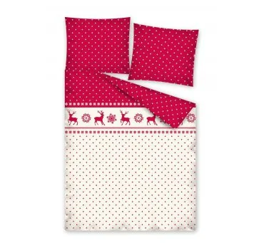 Pościel z bawełny Świąteczna 220x200 Detexpol wz.2379 A Renifer, śnieżynka