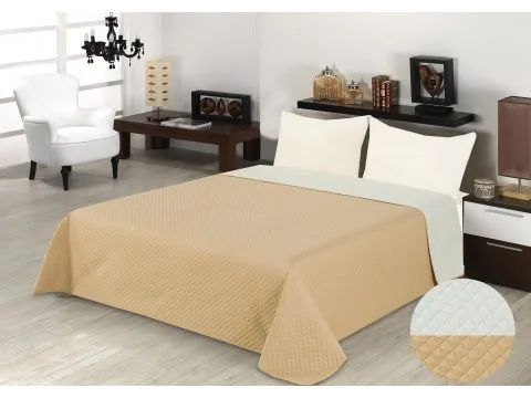 Narzuta Dwustronna 170x210 Velvet Beż/ krem Velurowa