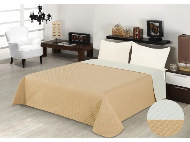 Narzuta Dwustronna 170x210 Velvet Beż/ krem Velurowa