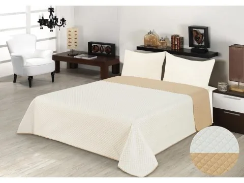 Narzuta Dwustronna 170x210 Velvet Beż/ krem Velurowa