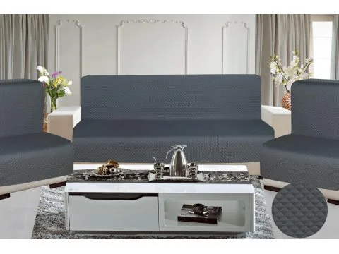 Nazuta na Sofę Dwukolorowa 160x210 +2 /70x160 Velvet Szary / grafit welurowa