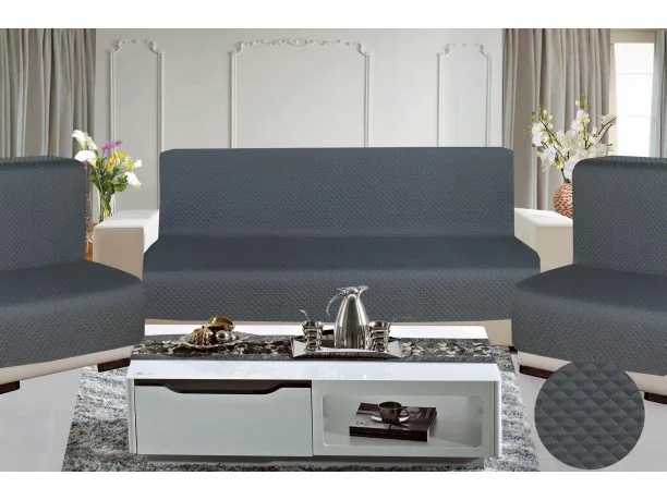 Nazuta na Sofę Dwukolorowa 160x210 +2 /70x160 Velvet Szary / grafit welurowa