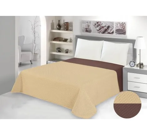 Narzuta Dwustronna 220x240 Velvet Brąz / Beż Welurowa