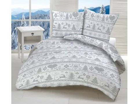Pościel Świąteczna bawełniana 160x200 Magiczna Popielata Greno