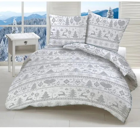 Pościel Świąteczna bawełniana 160x200 Magiczna Popielata Greno
