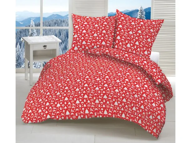 Pościel Świąteczna bawełniana 160x200 Świąteczna Czerwona Greno