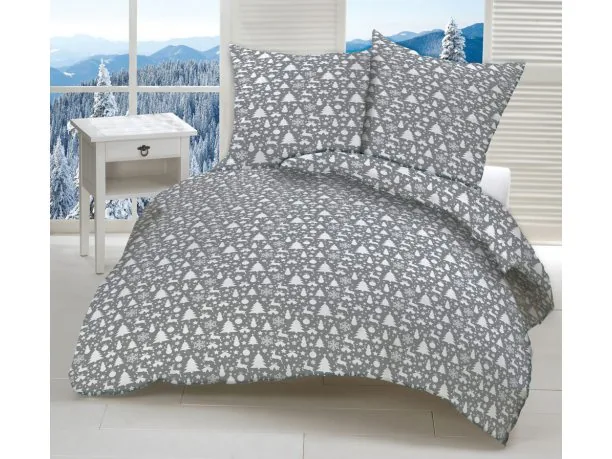 Pościel Świąteczna bawełniana 160x200 Świąteczna Popielata Greno