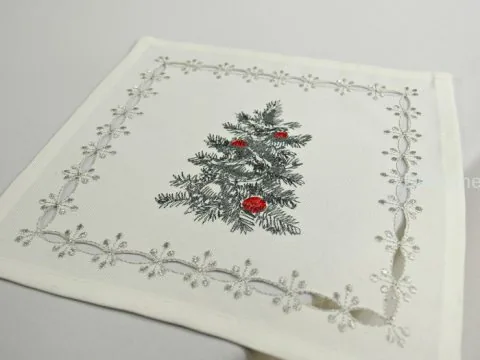Serwetka świateczna serbrna choinka 25x25 cm 16330