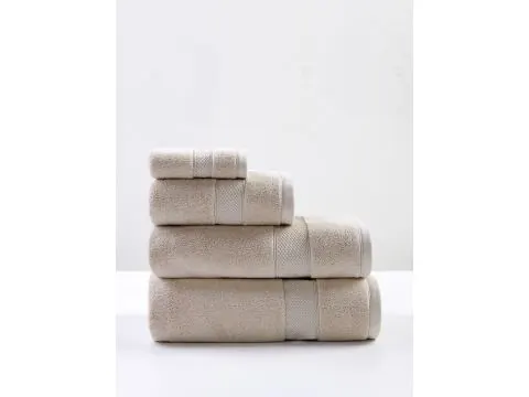 Ręcznik kąpielowy Leo 70×140 cm – jasnobeżowy, 100% bawełna, 650 g/m²