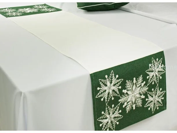 Haftowany bieżnik świąteczny 40x140 cm Laufer zielony 15974