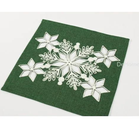 Serwetka haftowana świąteczna Zielona Gwiazda - 25x25 cm Laufer zielony 15974