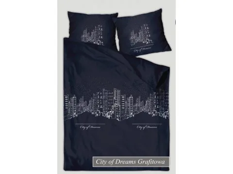 Pościel satynowa XQ 160x200 City Of Dream Grafitowa Greno
