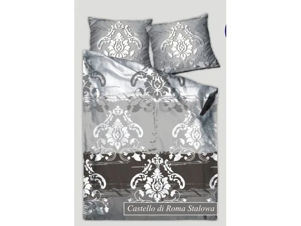 Pościel z bawełny satynowej XQ 160x200 Castello di Roma Stalowy Greno