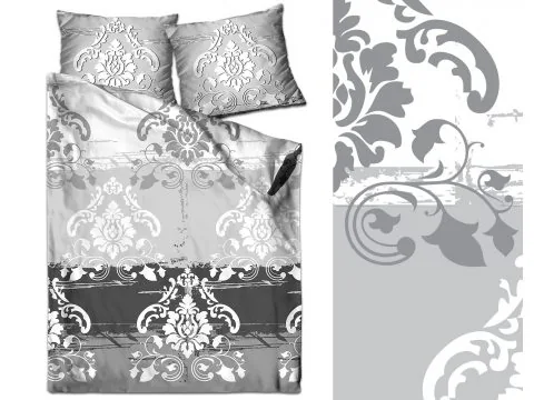 Pościel z bawełny satynowej XQ 160x200 Castello di Roma Stalowy Greno