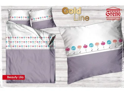 Pościel z bawełny satynowej Beauty Lila 160x200 Gold Line Greno