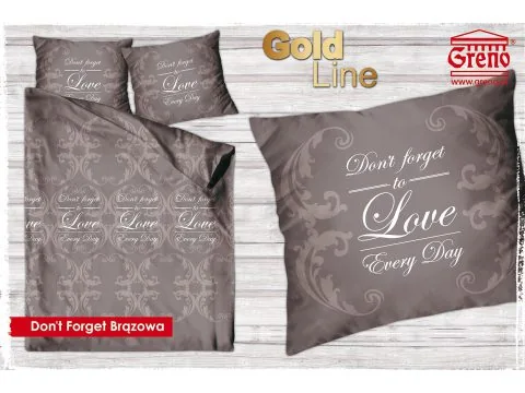 Pościel z bawełny satynowej Don't Forget Brązowa 160x200 Gold Line Greno