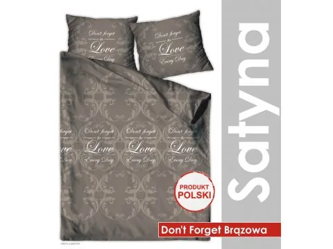 Pościel satynowa Don't Forget Brązowa 220x200 Gold Line Greno