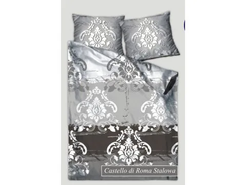 Pościel z bawełny satynowej XQ 140x200 Castello di Roma Stalowy Greno
