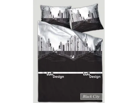 Pościel z satyny bawełnianej XQ 140x200 Black City Greno