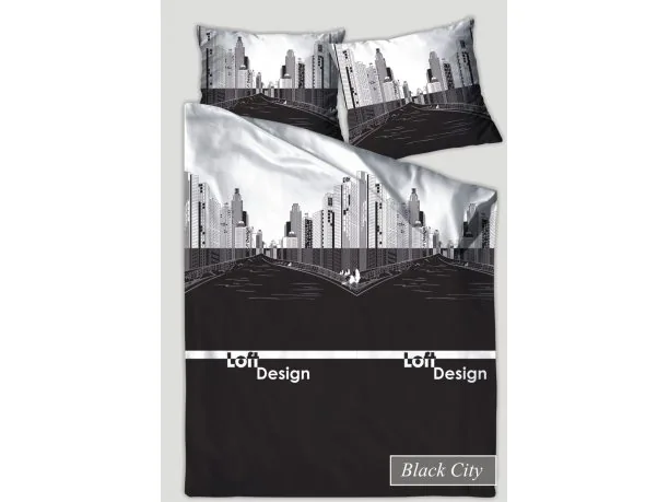 Pościel z satyny bawełnianej XQ 140x200 Black City Greno