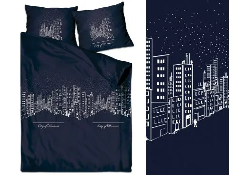 Pościel satynowa XQ 140x200 City Of Dream Grafitowa Greno