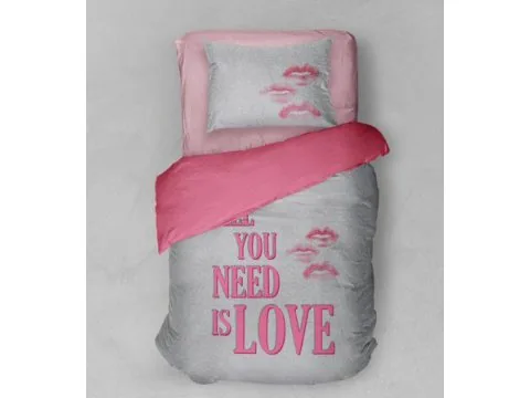 Pościel z bawełny 160x200 + 1 szt 70X80 wz. 2404 A All you need is love