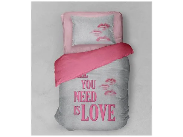 Pościel z bawełny 160x200 + 1 szt 70X80 wz. 2404 A All you need is love