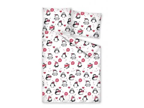 Pościel z bawełny 160x200 wz. 2383 A Pingwinki Detexpol
