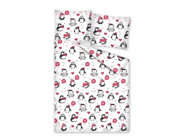 Pościel z bawełny 160x200 wz. 2383 A Pingwinki Detexpol