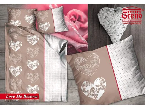 Pościel z bawełny Love Me Beżowa140x200 Greno