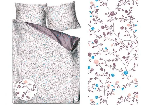 Pościel satynowa 220x200 Romantyczna Beżowa Greno Gold Line