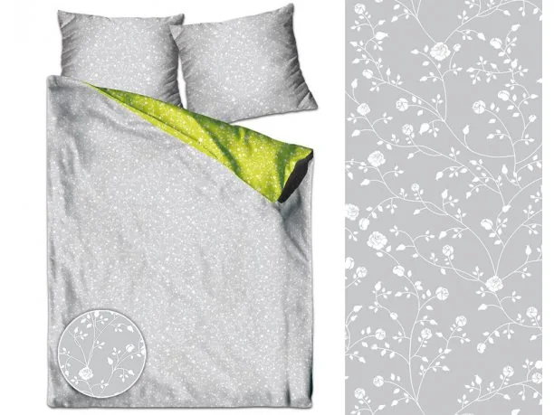 Pościel satynowa 220x200 Romantyczna Popielata Greno Gold Line