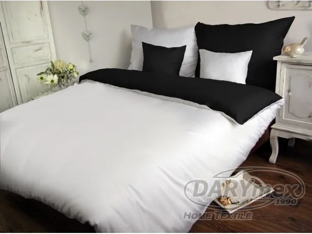 Komplet pościeli z satyny bawełnianej dwustronnej Sofia 160x200 Biało Czarna 21436/1