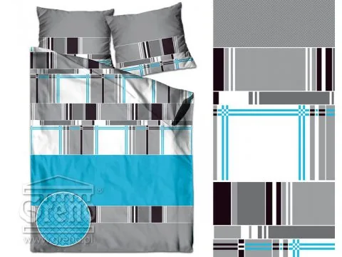Pościel satynowa 140x200 For Men Turkusowa Greno Gold Line