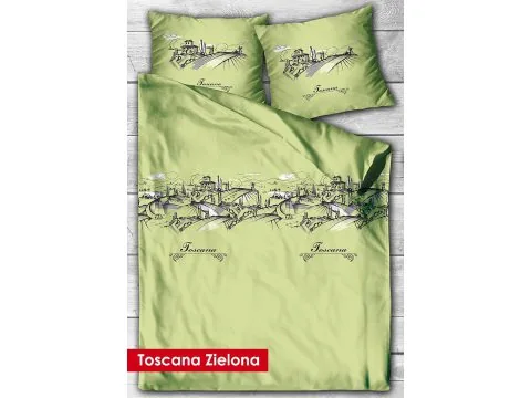 Pościel satynowa Toscana Zelona 140x200 Gold Line Greno