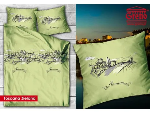 Pościel satynowa Toscana Zelona 140x200 Gold Line Greno