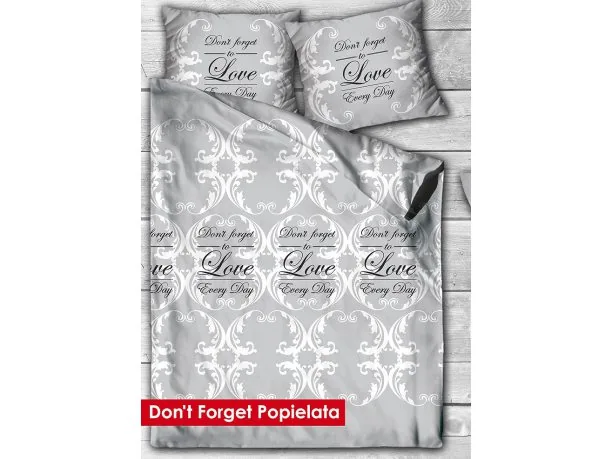 Kpl. pościeli satynowej Don't Forget Popielata 160x200 Gold Line Greno