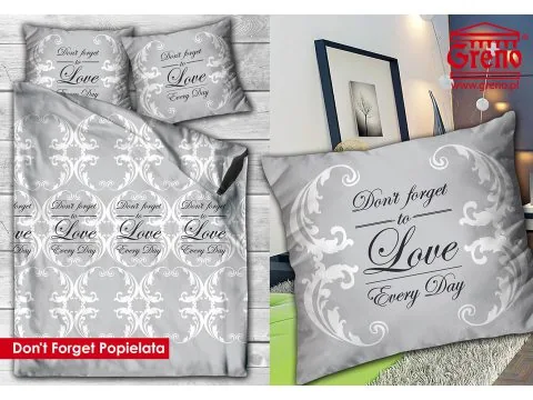 Kpl. pościeli satynowej Don't Forget Popielata 160x200 Gold Line Greno