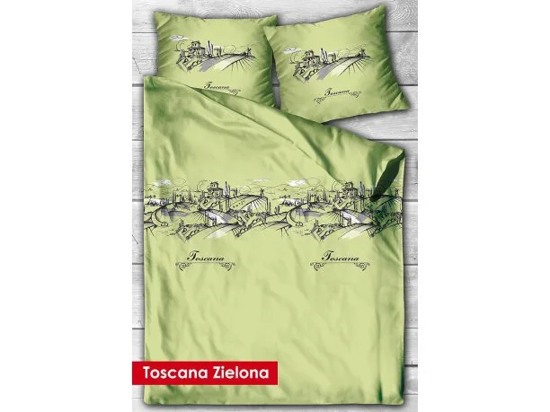 Kpl. Pościeli z satyny Toscana Zelona 220x200 Gold Line Greno