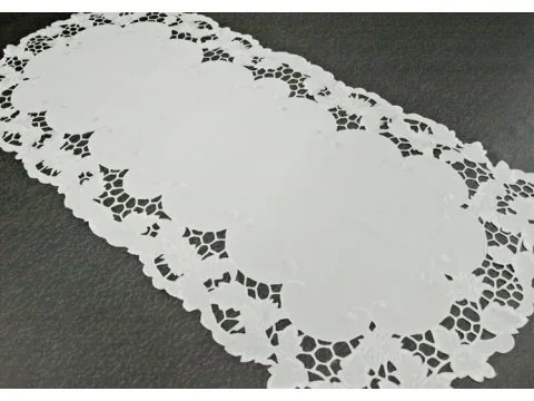 Bieżnik haftowany - biały - 60x120 cm - wz. 962