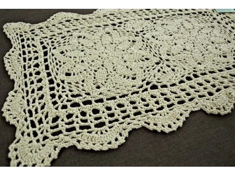 Serwetka szydełkowa - naturalny / lniany - 30x45 cm - wz. 4660