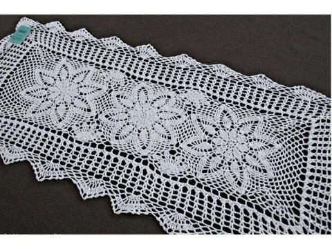 Bieżnik szydełkowy - biały - 40x90 cm - wz. 4660