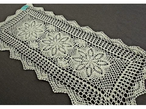 Bieżnik szydełkowy - naturalny / lniany - 50x100 cm - wz. 4660