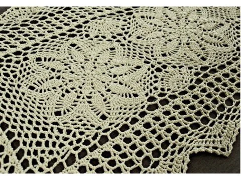 Bieżnik szydełkowy - naturalny / lniany - 50x100 cm - wz. 4660