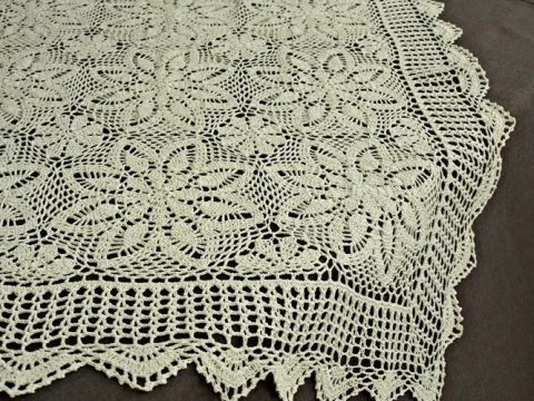 Bieżnik szydełkowy - naturalny / lniany - 85x85 cm - wz. 4660