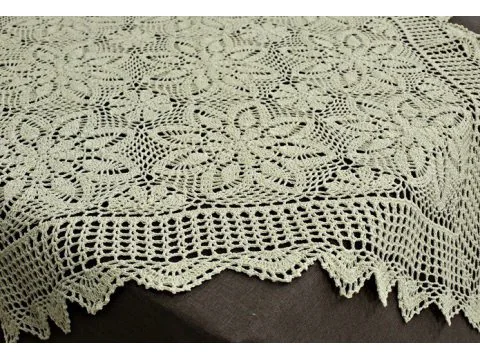 Bieżnik szydełkowy - naturalny / lniany - 85x85 cm - wz. 4660